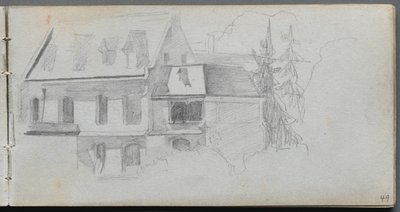Skissbok, sid 49: Arkitekturstudie av Ernest Meissonier