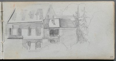 Skissbok, sid 49: Arkitekturstudie. av Jean Louis Ernest Meissonier