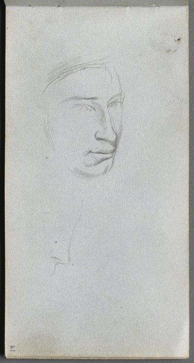 Skissbok, sidan 61: Ansikte, 34 se profil. av Jean Louis Ernest Meissonier