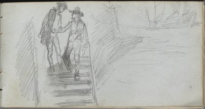 Skissbok, sidan 64: Figurer på en trappa av Ernest Meissonier