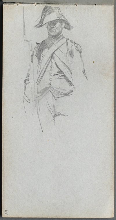 Skissbok, sidan 67: Studie av en soldat av Ernest Meissonier