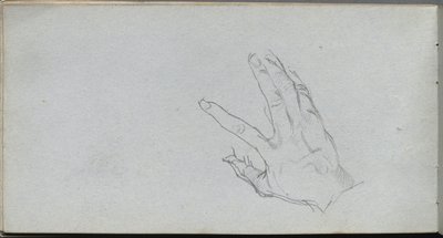 Skissbok, sidan 68: Studie av en hand. av Jean Louis Ernest Meissonier