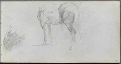 Skissbok, sid 73: Studie av en häst, profil av Ernest Meissonier