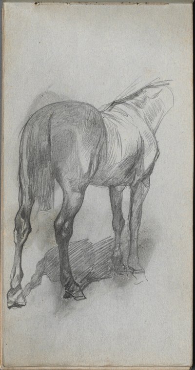 Skissbok, sid 76: Studie av en häst av Ernest Meissonier
