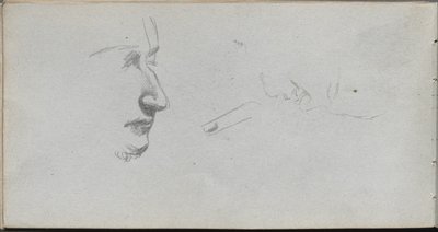 Skissbok, sid 80: Study of Faces. av Jean Louis Ernest Meissonier
