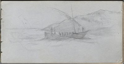 Skissbok, sidan 88: Havslandskap och figur av Ernest Meissonier