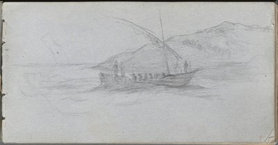 Skissbok, sidan 88: Havslandskap och figur. av Jean Louis Ernest Meissonier