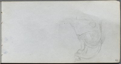 Skissbok, sidan 93: Studie av en sadel av Ernest Meissonier