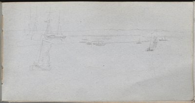 Skissbok, sid 94: Havslandskap. av Jean Louis Ernest Meissonier