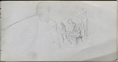 Skissbok, sidan 98: Studie av figurer. av Jean Louis Ernest Meissonier