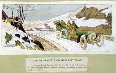 Racing: Tour de France 1907 - teckning av Ernest Montaut (1878-1909). av Ernest Montaut