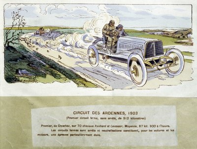 Racing: Ardennerna 1903, teckning av Ernest Montaut (1878-1909). av Ernest Montaut