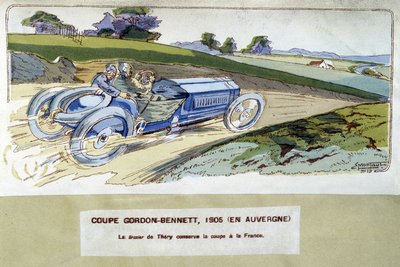Racing: Gordon Bennett Cup (Gordon-Bennett) 1905 - teckning av Ernest Montaut (1878-1909). av Ernest Montaut
