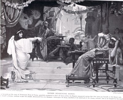 Esther fördömer Haman, illustration från 