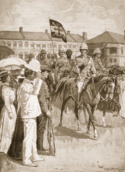 Ledaren för de allierade, illustration från Battles of the Nineteenth Century: Vol. VII, Det kinesiska kriget 1900-1901 av Archibald Forbes, G.A. Henty och major Arthur Griffiths av Ernest Prater