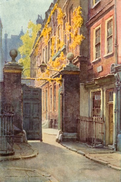 Amen Corner, Paternoster Row (färg litho) av Ernest William Haslehust