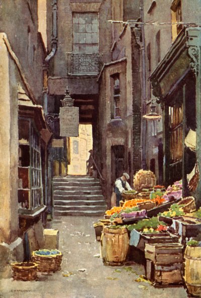 En Adelphi By-Way (lito i färg) av Ernest William Haslehust