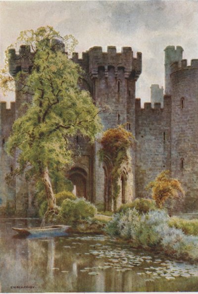 Bodiam Castle (färg litho) av Ernest William Haslehust