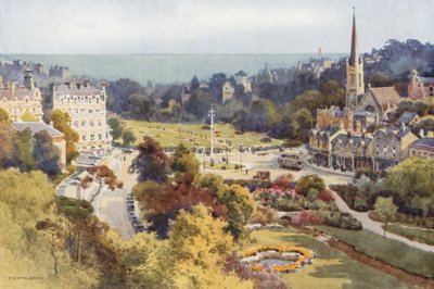 Bournemouth: The Square and Garden från Mont Dore (färg litho) av Ernest William Haslehust