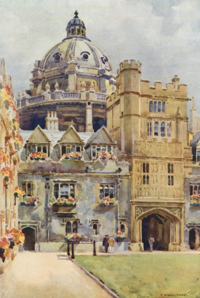 Brasenose College och Radcliffe Library Rotunda (färg litho) av Ernest William Haslehust