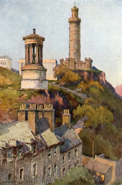 Calton Hill (lito i färg) av Ernest William Haslehust