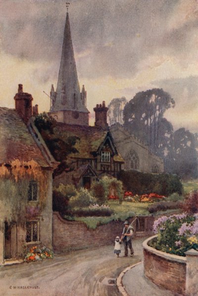 Edwinstowe (färg litho) av Ernest William Haslehust