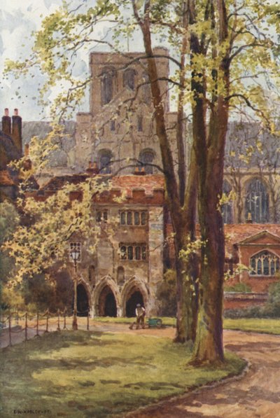 Entré till dekanatet (färg litho) av Ernest William Haslehust