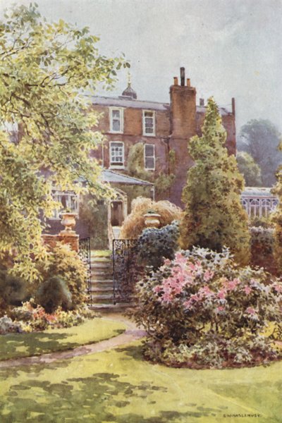 Gadshill Place from the Gardens (färg litho) av Ernest William Haslehust