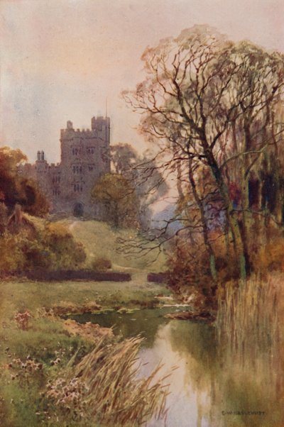 Haddon Hall (färg litho) av Ernest William Haslehust