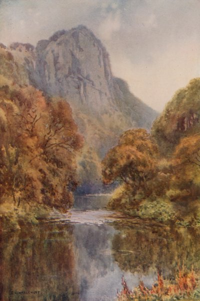 High Tor, Matlock (färg litho) av Ernest William Haslehust