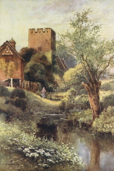 Monnington Church (färg litho) av Ernest William Haslehust