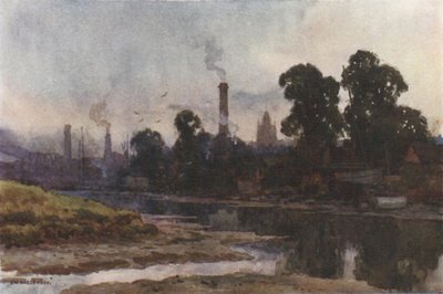 Newport från Medina (färg litho) av Ernest William Haslehust
