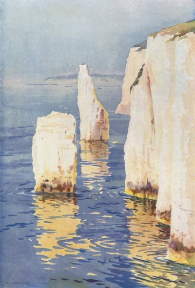 Old Harry Rocks, Swanage (färgmedlemmar) av Ernest William Haslehust