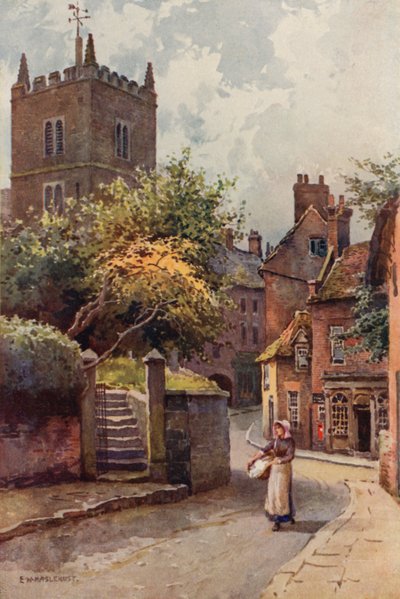 Ollerton (färg litho) av Ernest William Haslehust