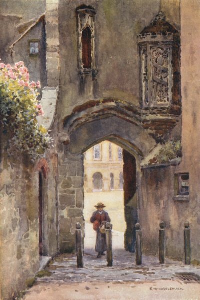 Penniless Gate, Wells (färg litho) av Ernest William Haslehust