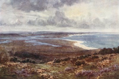 Poole Harbour från Studland (färg litho) av Ernest William Haslehust