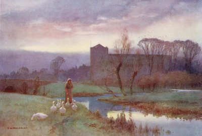 Floden Themsen: Dorchester (färglitografi) av Ernest William Haslehust