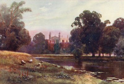 Floden Themsen: Eton (färglitografi) av Ernest William Haslehust