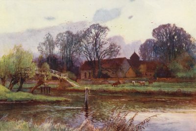 Floden Themsen: Lady Place, Hurley (färglitografi) av Ernest William Haslehust
