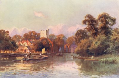 Floden Themsen: Twickenham (färglitografi) av Ernest William Haslehust