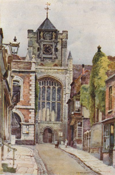Rye Church (färg litho) av Ernest William Haslehust