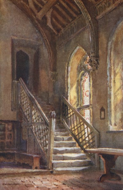 Brödernas sal, St. Cross (färg litho) av Ernest William Haslehust