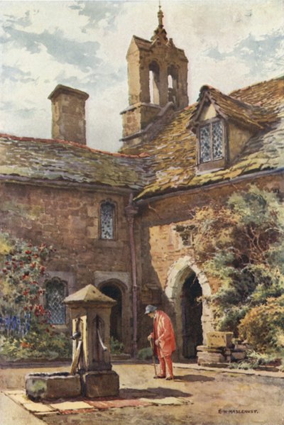 The Coningsby, eller Red Coat Hospital (färg litho) av Ernest William Haslehust