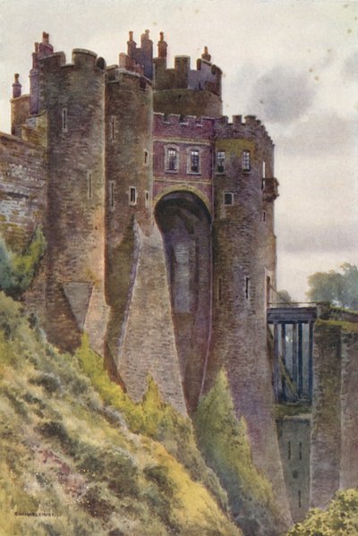 Konstapelns torn, Dover Castle (färg litho) av Ernest William Haslehust