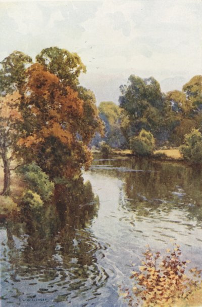 The Dee at Eaton (färg litho) av Ernest William Haslehust
