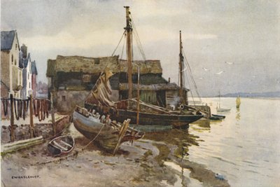 The Exe at Topsham (färg litho) av Ernest William Haslehust