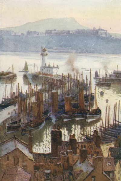 Hamnen från Gamla stan (färg litho) av Ernest William Haslehust