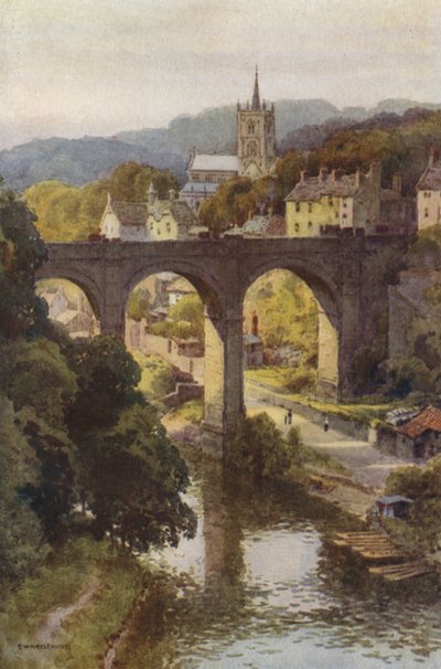 Den historiska gamla stan i Knaresborough (färg litho) av Ernest William Haslehust