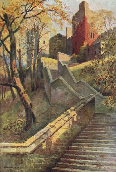 De hundra stegen (färg litho) av Ernest William Haslehust