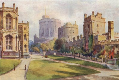 The Lower Ward, Windsor Castle (färg litho) av Ernest William Haslehust